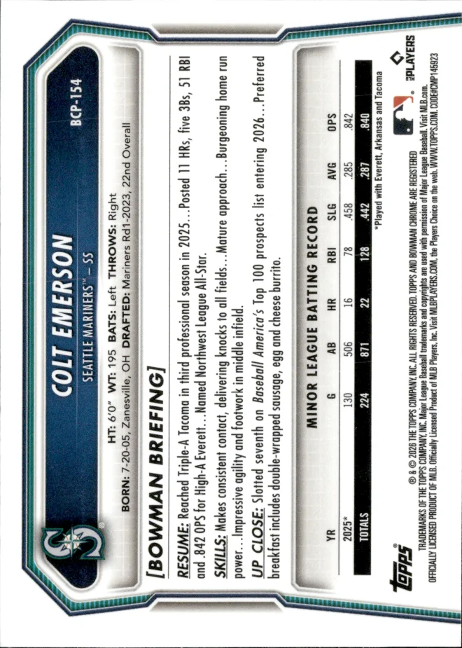 Colt Emerson card back