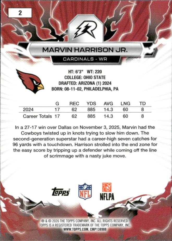 Marvin Harrison Jr. card back