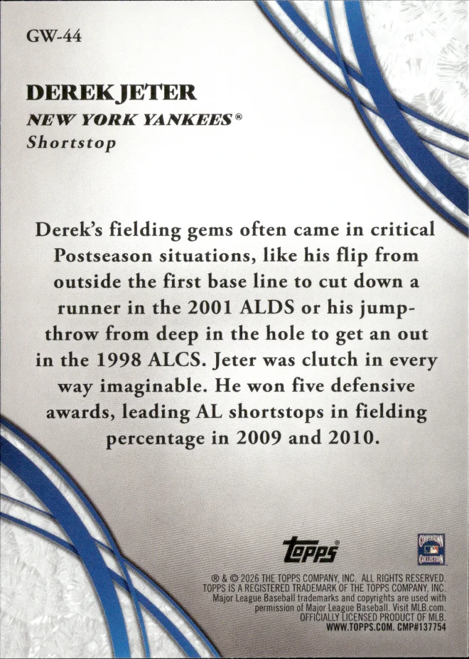 Derek Jeter card back
