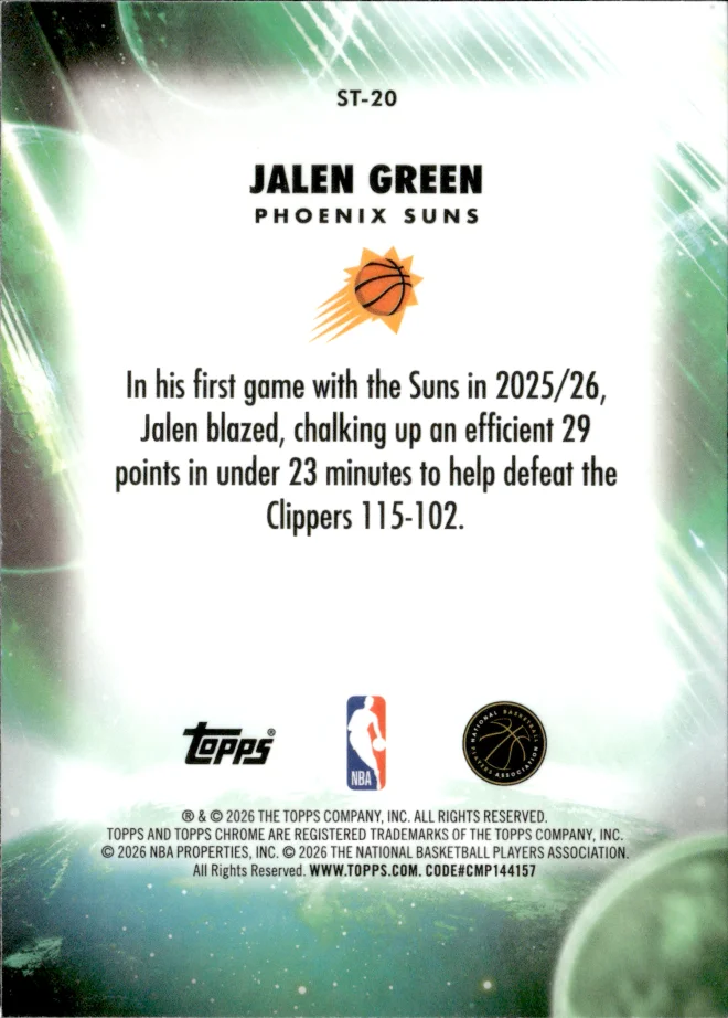 Jalen Green card back