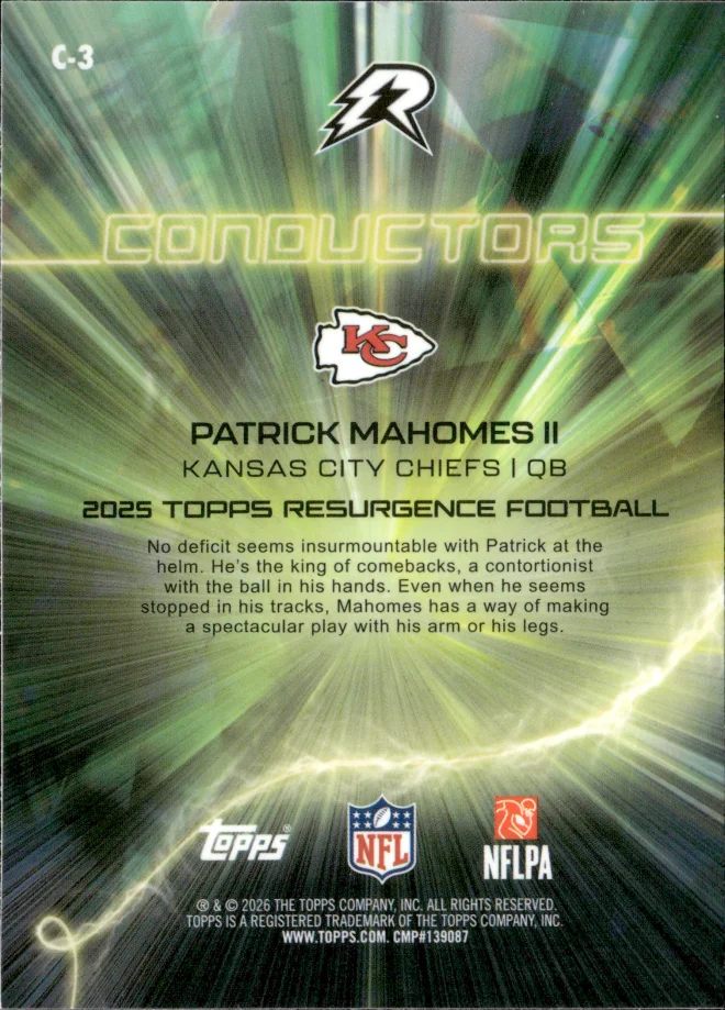 Patrick Mahomes II card back