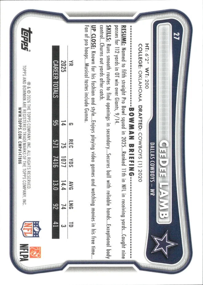 CeeDee Lamb card back