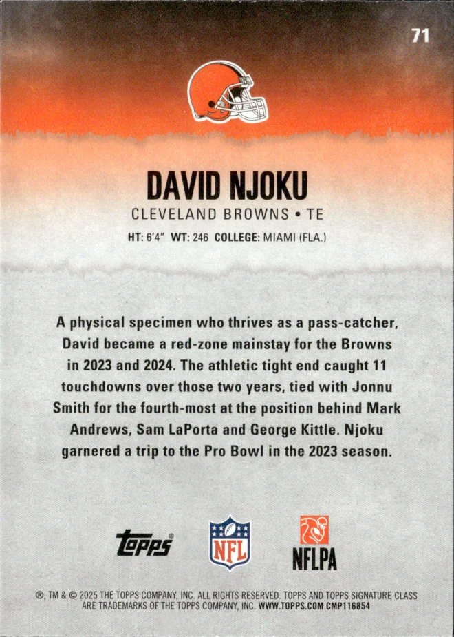 David Njoku card back