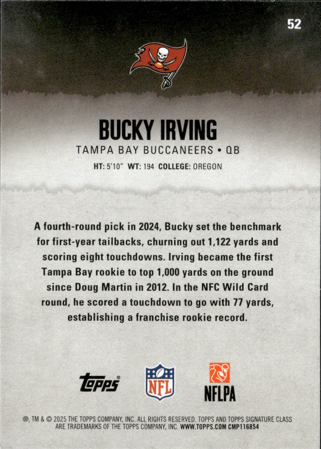 Bucky Irving card back