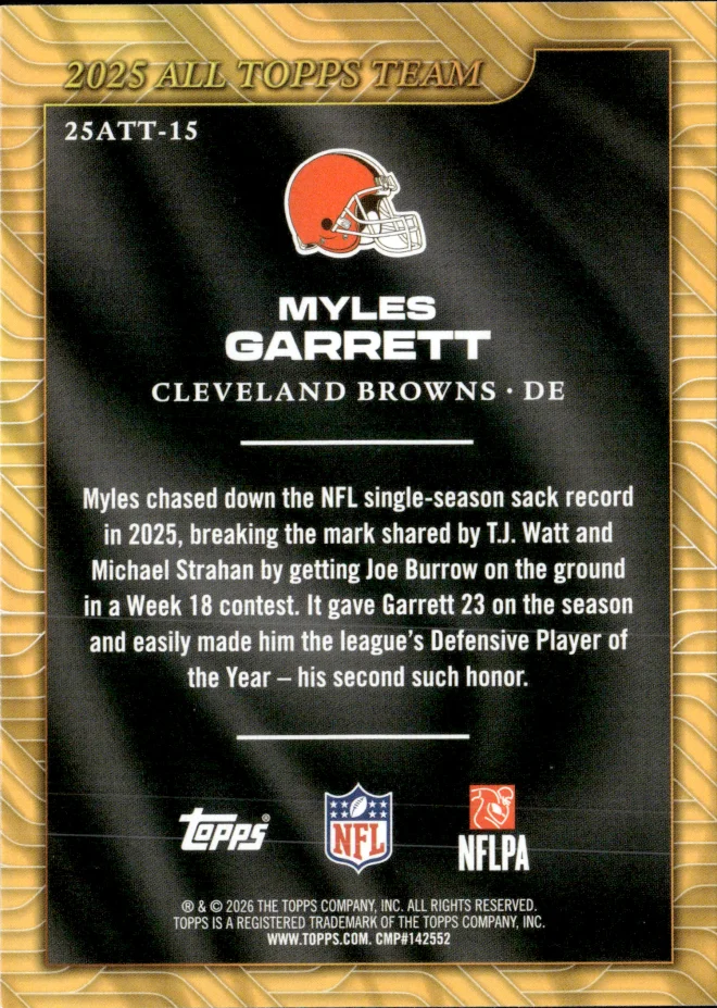 Myles Garrett card back