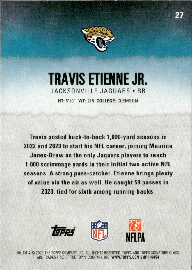 Travis Etienne Jr. card back
