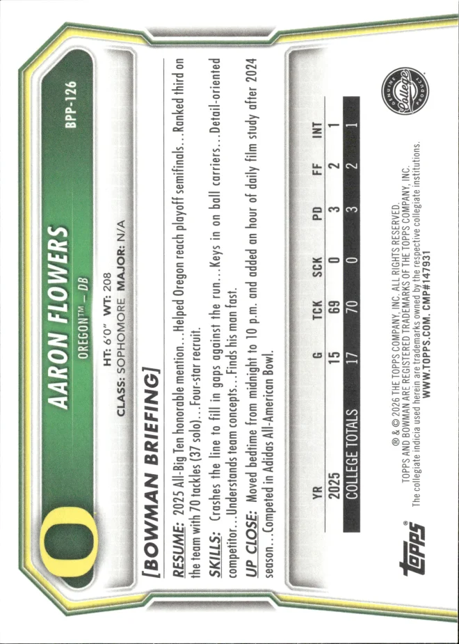 Aaron Flowers card back