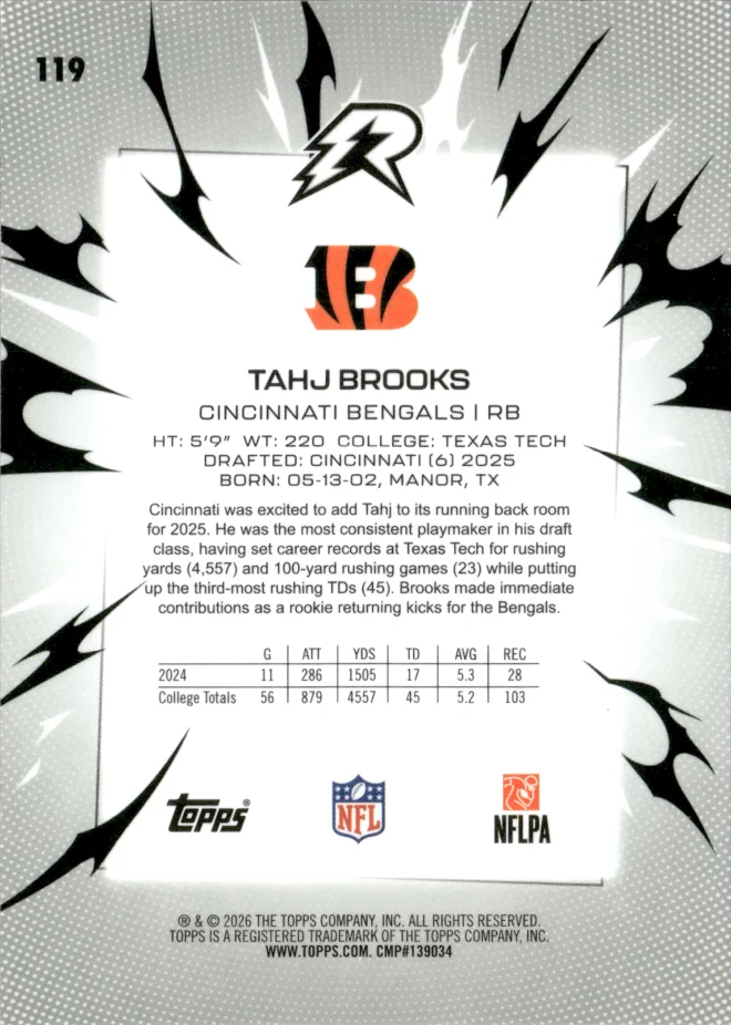 Tahj Brooks card back
