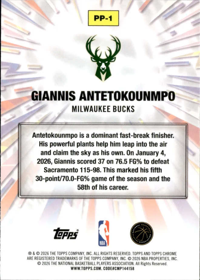 Giannis Antetokounmpo card back