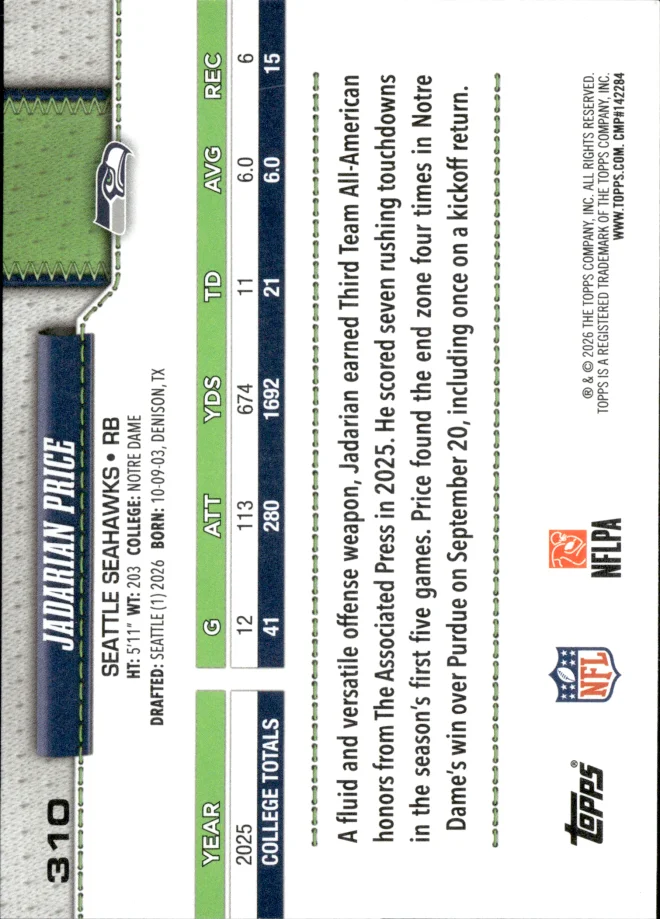 Jadarian Price card back