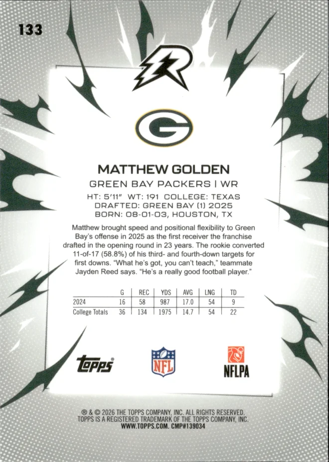Matthew Golden card back