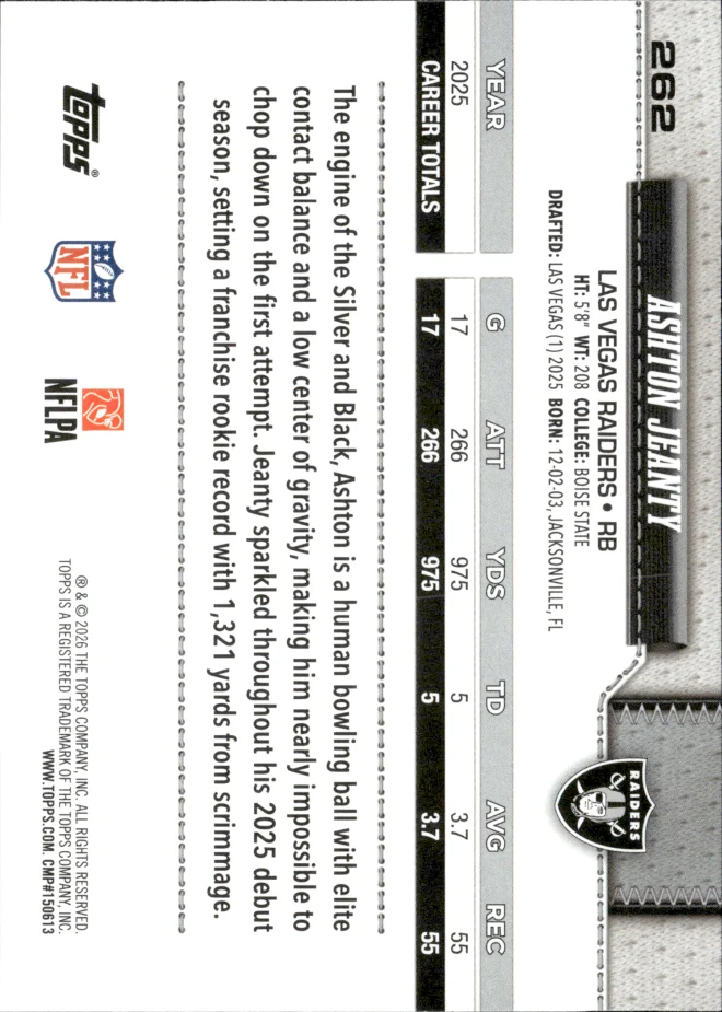 Ashton Jeanty card back