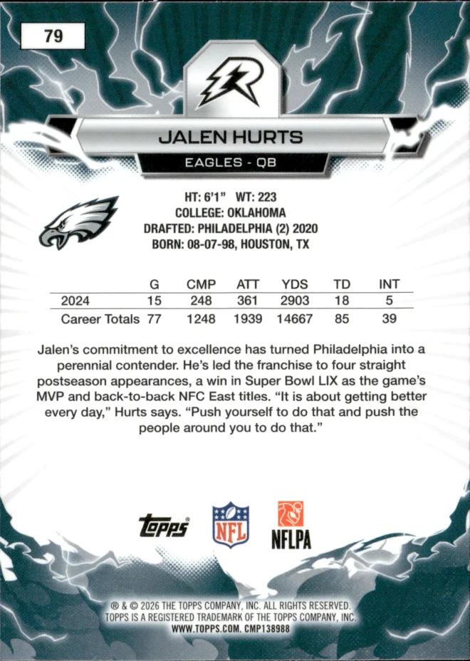 Jalen Hurts card back