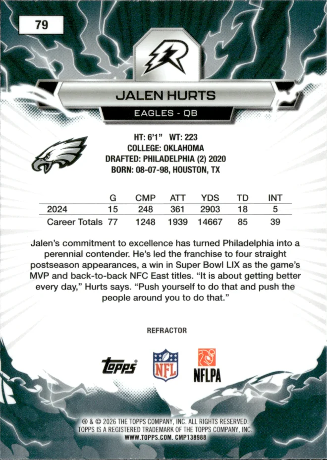 Jalen Hurts card back