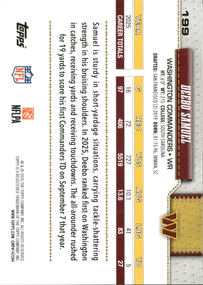 Deebo Samuel card back