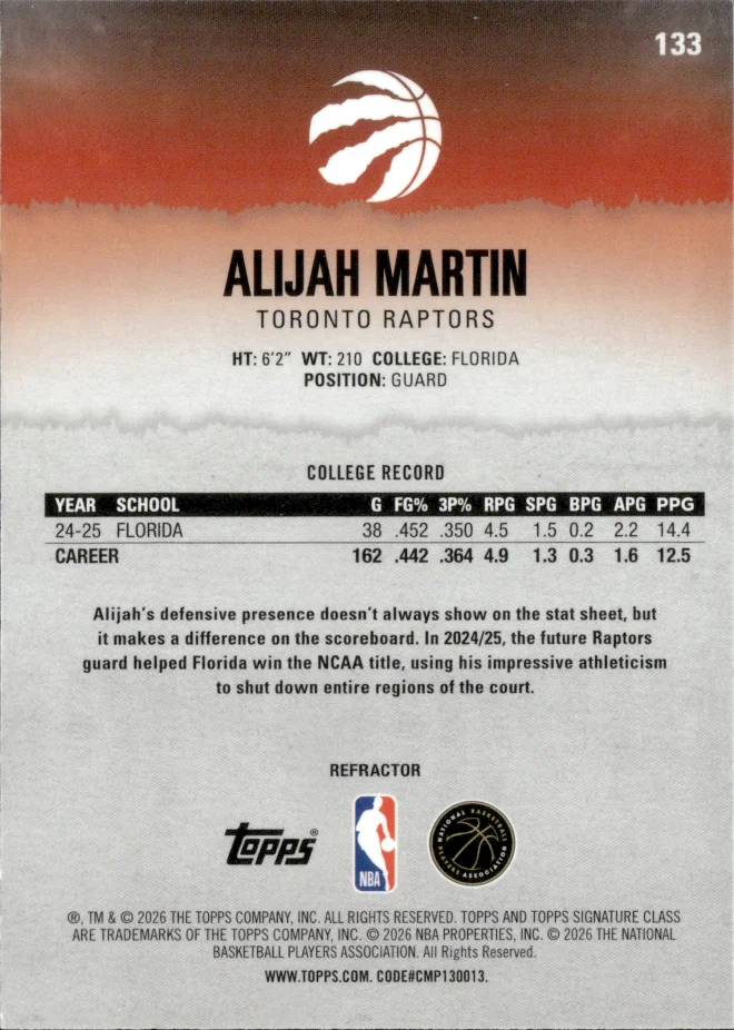 Alijah Martin card back