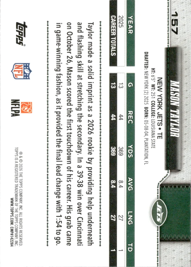 Mason Taylor card back