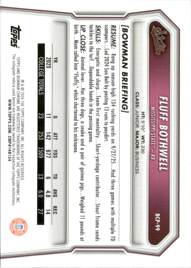 Fluff Bothwell card back