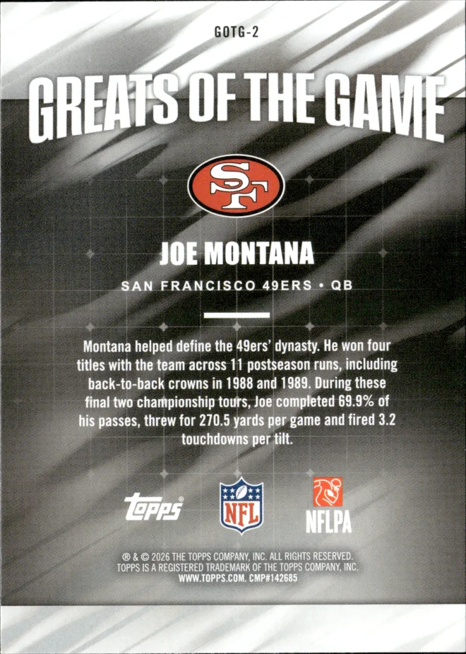 Joe Montana card back