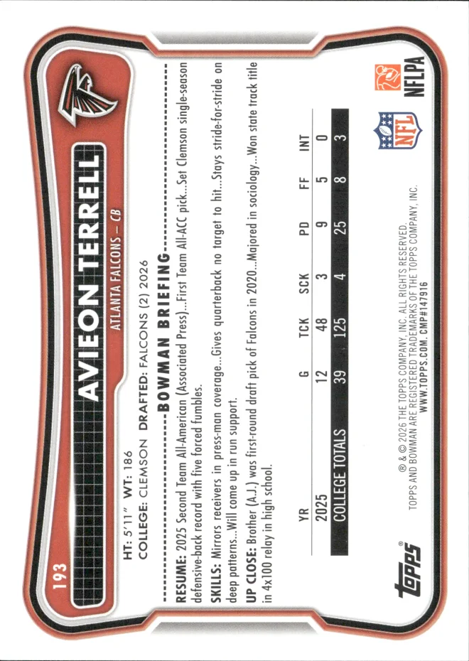 Avieon Terrell card back
