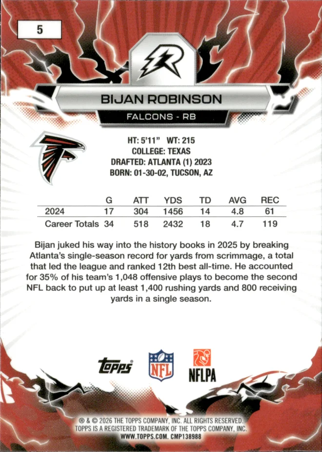 Bijan Robinson card back