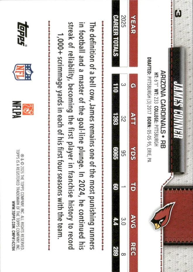 James Conner card back