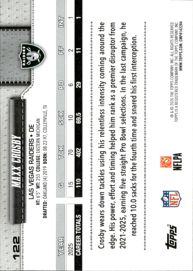 Maxx Crosby card back