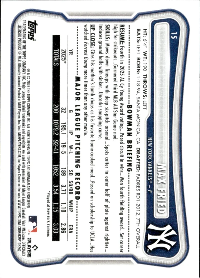 Max Fried card back