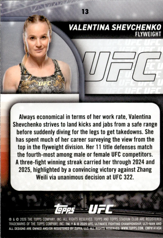 Valentina Shevchenko card back