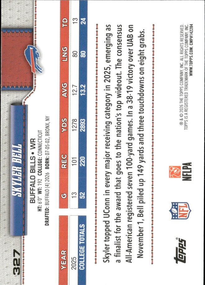 Skyler Bell card back