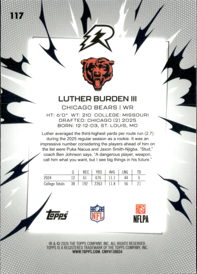Luther Burden III card back