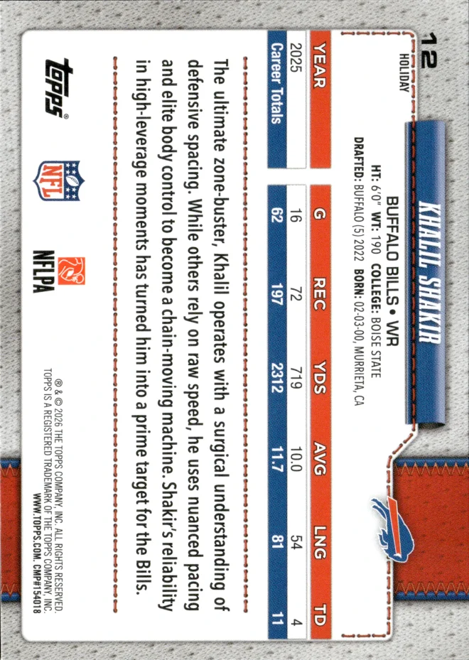 Khalil Shakir card back