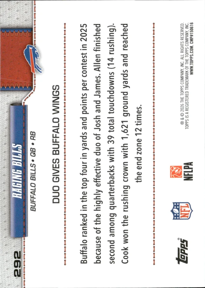 Josh Allen / James Cook card back