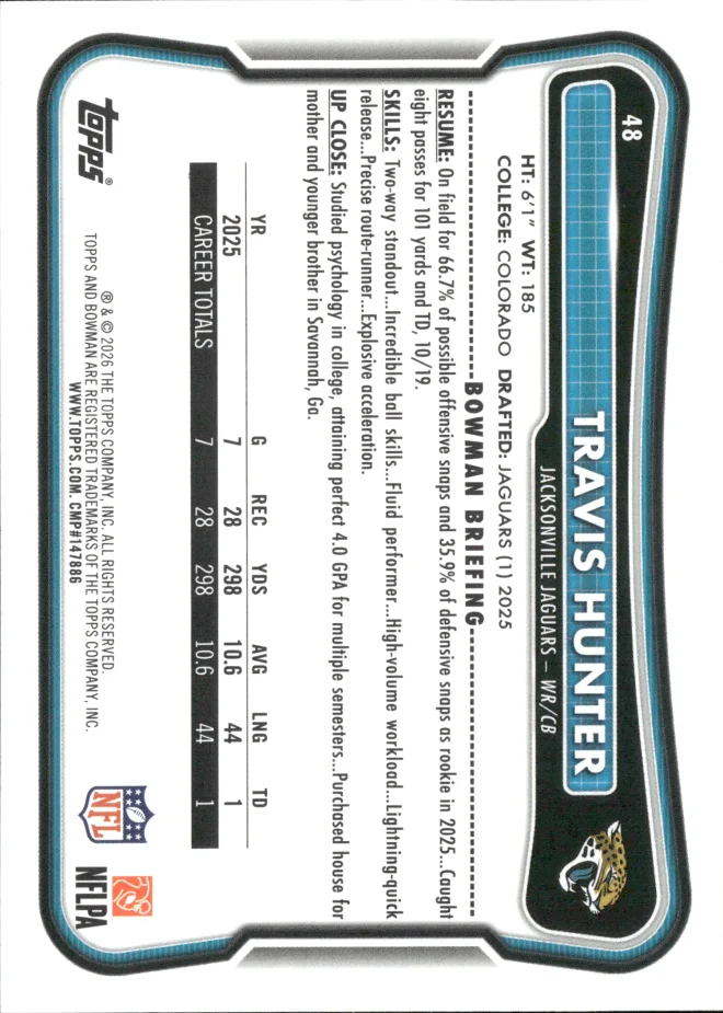 Travis Hunter card back