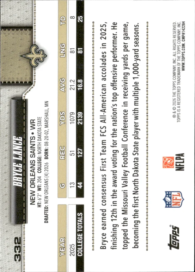 Bryce Lance card back