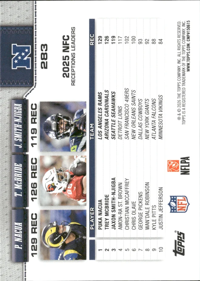 Puka Nacua / Trey McBride / Jaxon Smith-Njigba card back