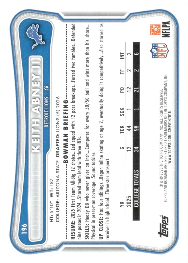 Keith Abney II card back