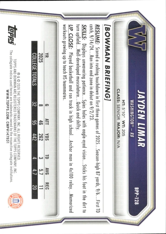 Jayden Limar card back