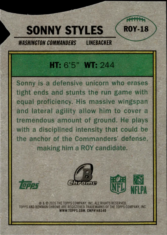Sonny Styles card back