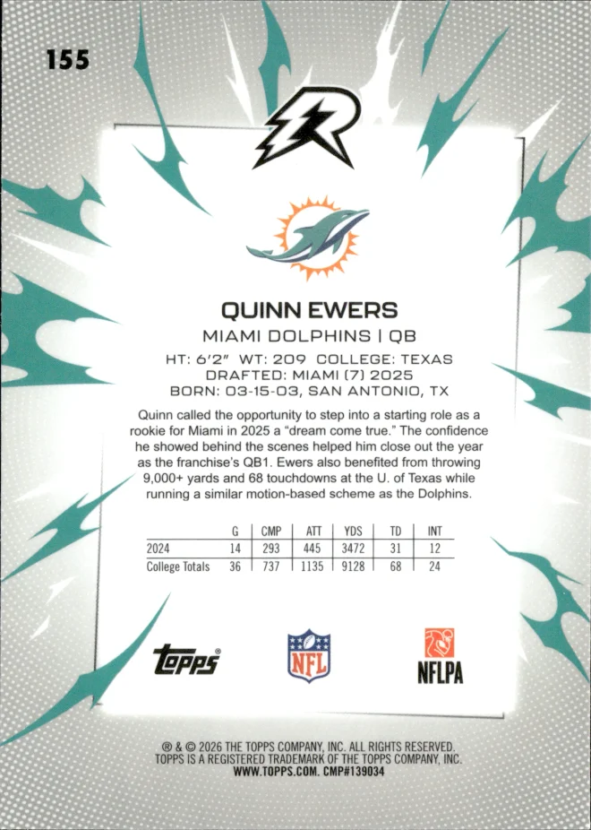 Quinn Ewers card back