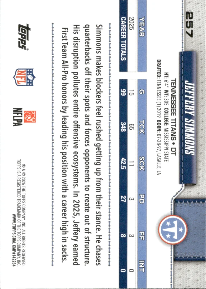Jeffery Simmons card back