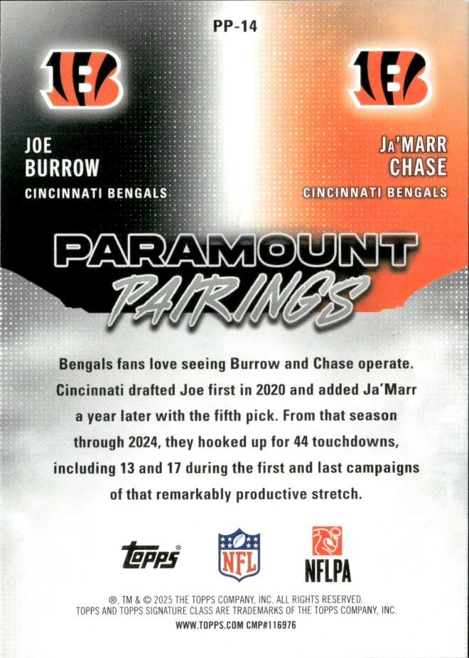 Joe Burrow / Ja'Marr Chase card back