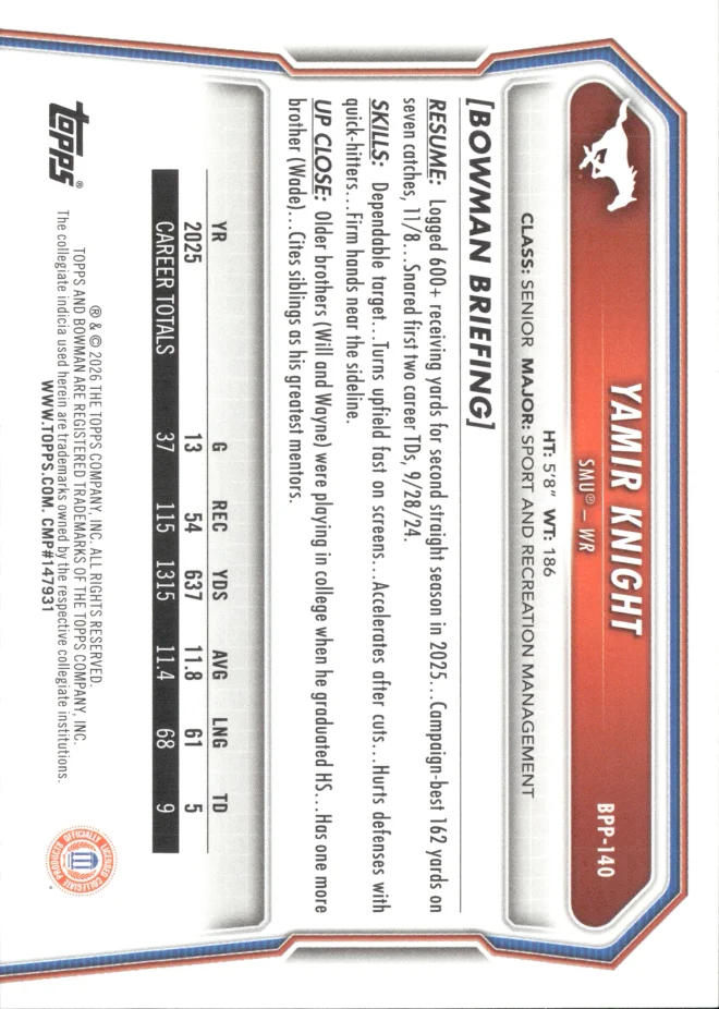 Yamir Knight card back
