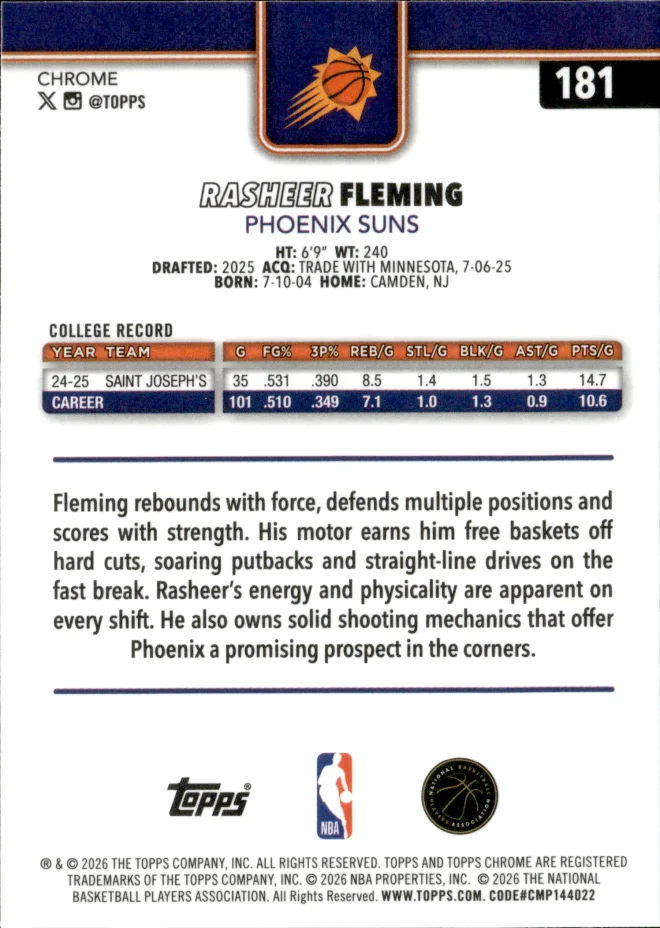 Rasheer Fleming card back