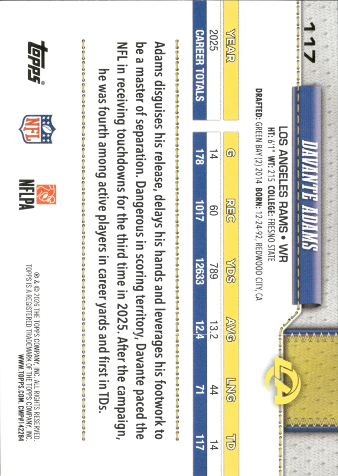 Davante Adams card back