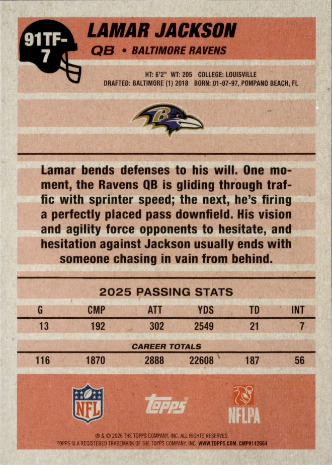Lamar Jackson card back