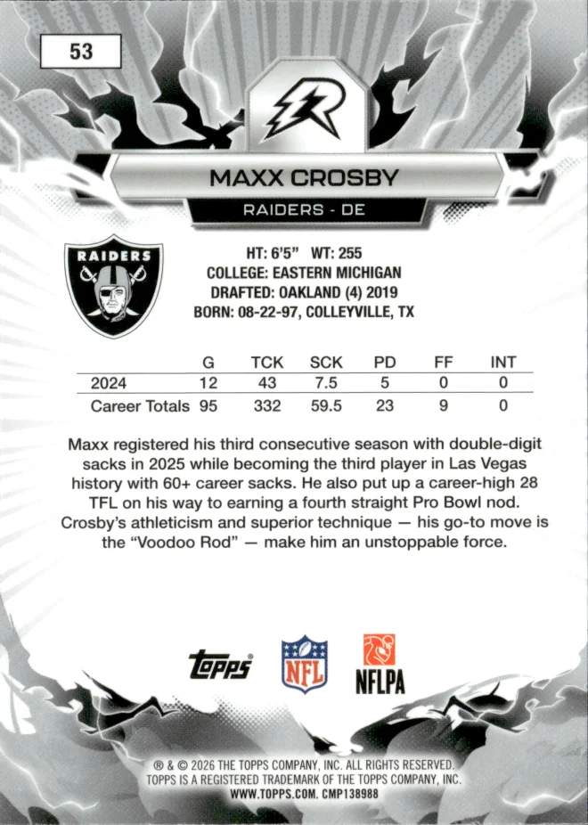 Maxx Crosby card back