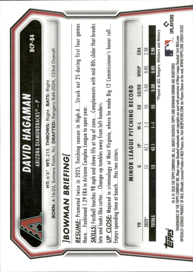 David Hagaman card back