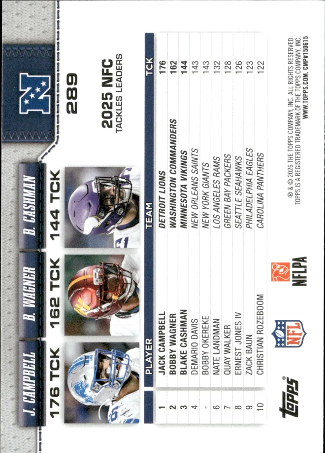 Jack Campbell / Bobby Wagner / Blake Cashman card back