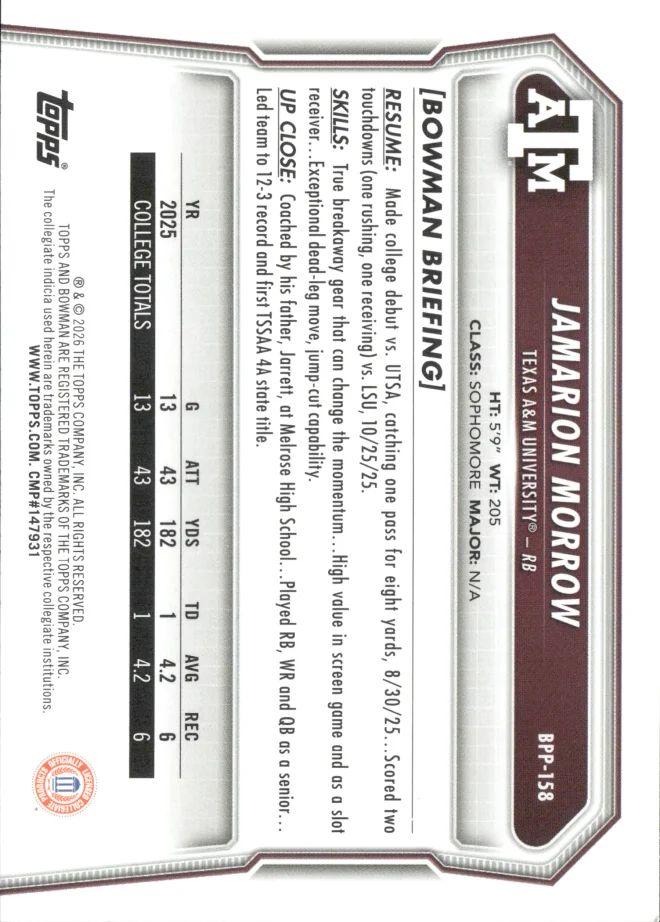 Jamarion Morrow card back